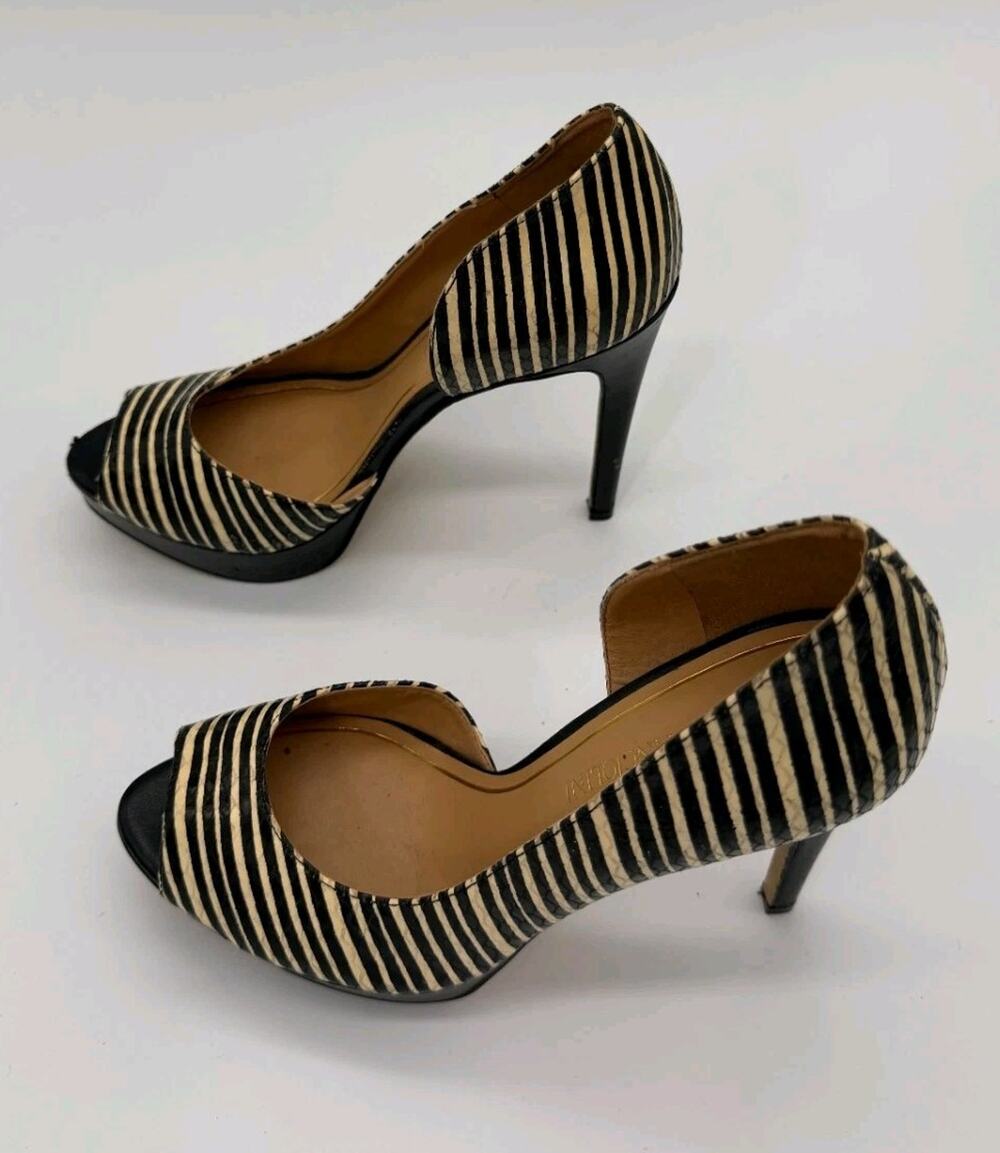 Enzo Angiolini EAACACIA Women Black Ivory Open Toe Heel Shoe Size 6M
